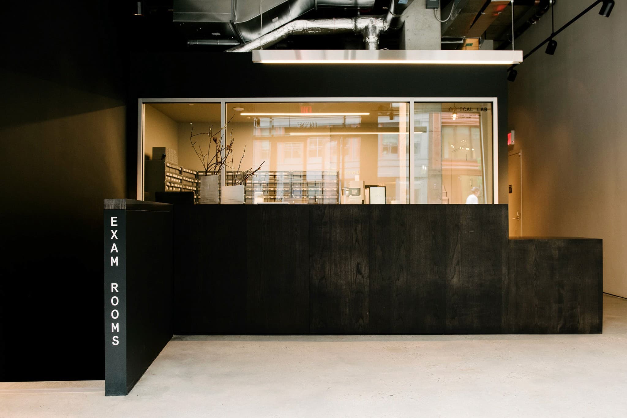 Exam rooms and optical lab